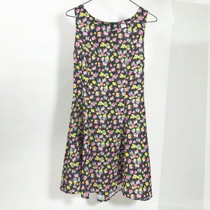 NWT Divided By H&M Black Floral Sleeveless Fit & Flare Zipper Dress Size 8